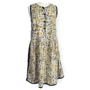 Handmade Dress XS / S Sleeveless Floral Drop Waist Dress Yellow Pockets Summer